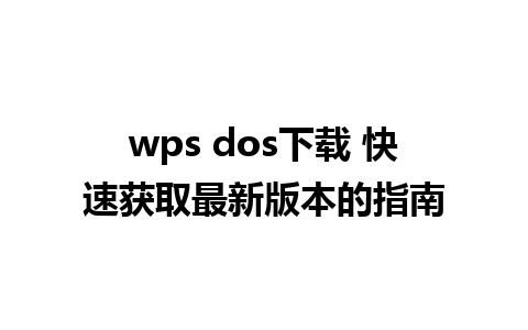 wps dos下载 快速获取最新版本的指南