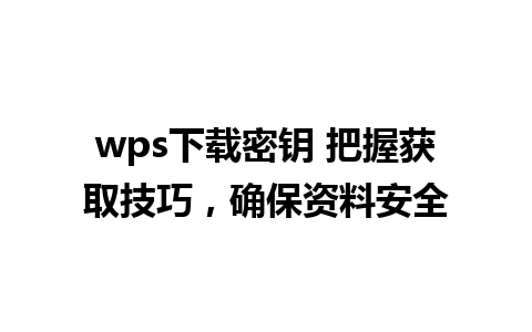 wps下载密钥 把握获取技巧，确保资料安全