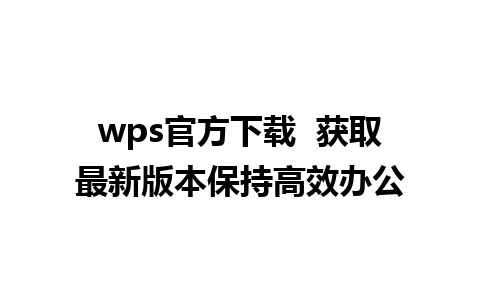 wps官方下载  获取最新版本保持高效办公