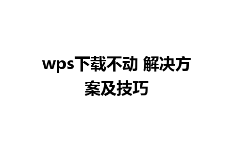 wps下载不动 解决方案及技巧