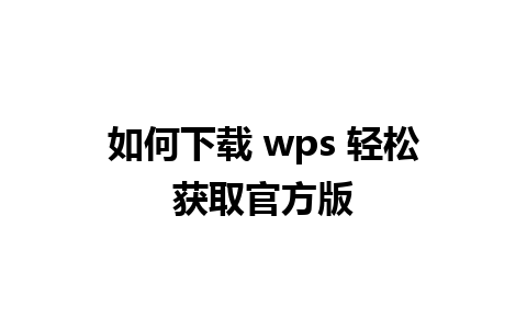 如何下载 wps 轻松获取官方版