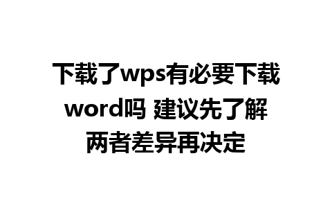 下载了wps有必要下载word吗 建议先了解两者差异再决定