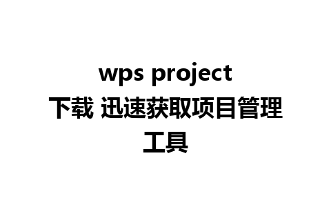 wps project下载 迅速获取项目管理工具