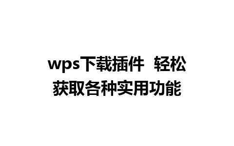 wps下载插件  轻松获取各种实用功能