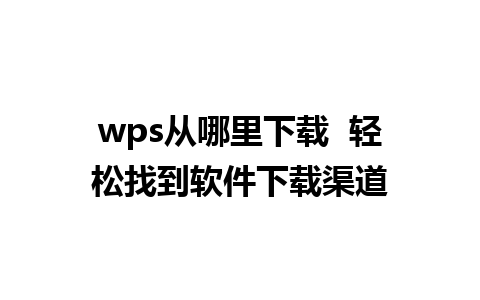 wps从哪里下载  轻松找到软件下载渠道