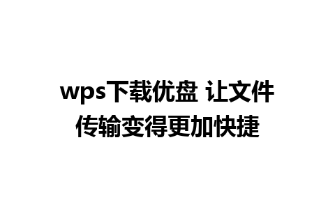 wps下载优盘 让文件传输变得更加快捷