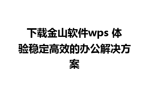 下载金山软件wps 体验稳定高效的办公解决方案