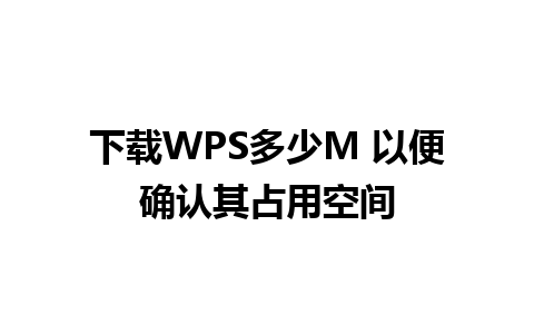 下载WPS多少M 以便确认其占用空间