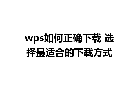 wps如何正确下载 选择最适合的下载方式