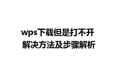 wps下载但是打不开 解决方法及步骤解析