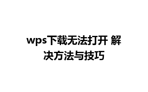 wps下载无法打开 解决方法与技巧