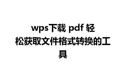 wps下载 pdf 轻松获取文件格式转换的工具