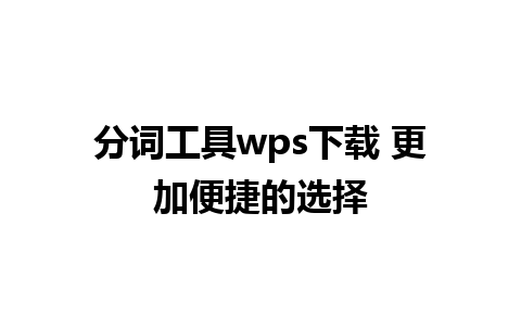 分词工具wps下载 更加便捷的选择