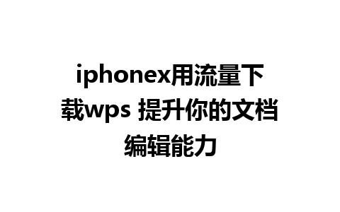 iphonex用流量下载wps 提升你的文档编辑能力