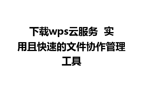 下载wps云服务  实用且快速的文件协作管理工具