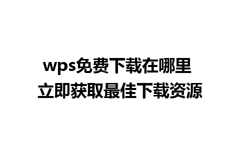 wps免费下载在哪里 立即获取最佳下载资源