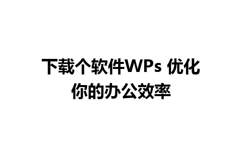 下载个软件WPs 优化你的办公效率