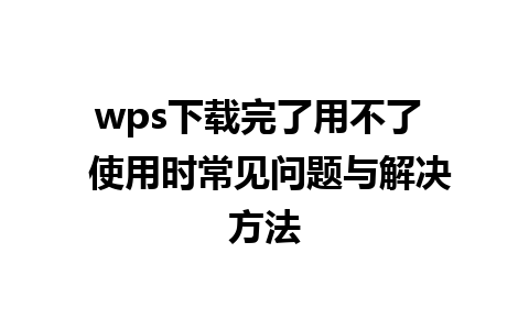 wps下载完了用不了  使用时常见问题与解决方法