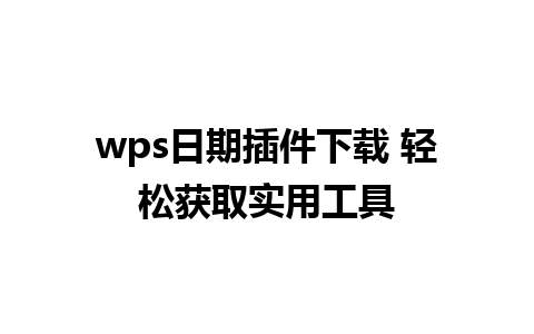 wps日期插件下载 轻松获取实用工具