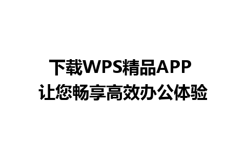 下载WPS精品APP 让您畅享高效办公体验