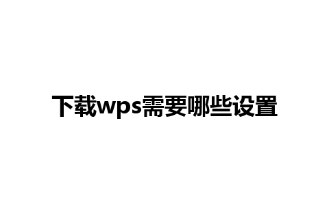 下载wps需要哪些设置 