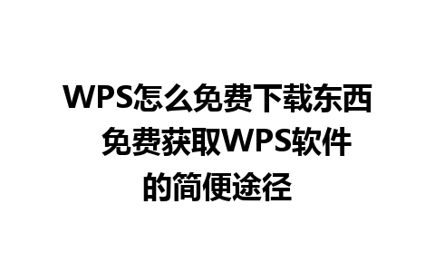 WPS怎么免费下载东西  免费获取WPS软件的简便途径