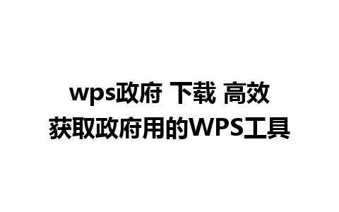 wps政府 下载 高效获取政府用的WPS工具