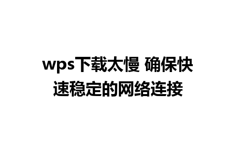 wps下载太慢 确保快速稳定的网络连接