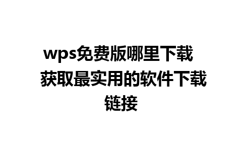 wps免费版哪里下载  获取最实用的软件下载链接