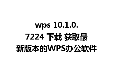 wps 10.1.0.7224 下载 获取最新版本的WPS办公软件