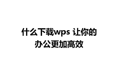 什么下载wps 让你的办公更加高效