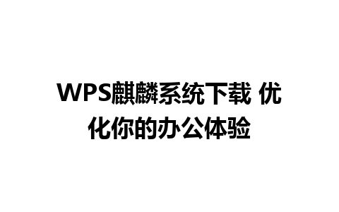 WPS麒麟系统下载 优化你的办公体验