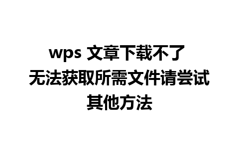 wps 文章下载不了 无法获取所需文件请尝试其他方法