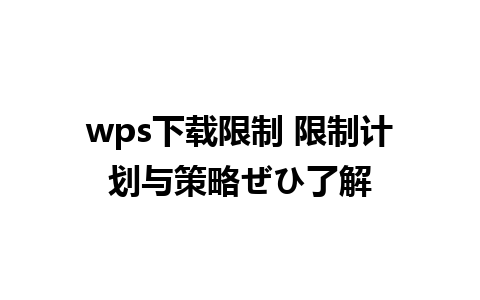 wps下载限制 限制计划与策略ぜひ了解