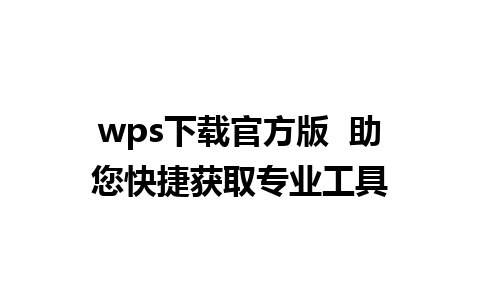 wps下载官方版  助您快捷获取专业工具