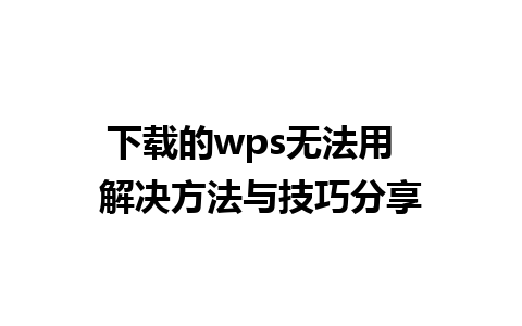 下载的wps无法用  解决方法与技巧分享