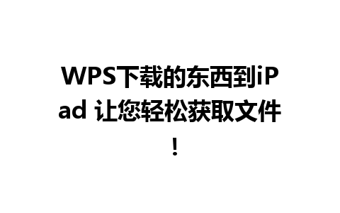 WPS下载的东西到iPad 让您轻松获取文件！