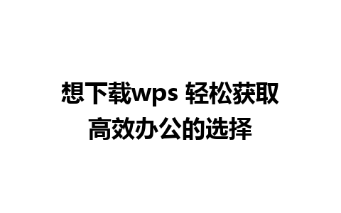 想下载wps 轻松获取高效办公的选择