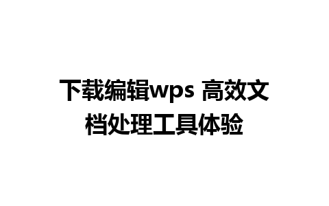 下载编辑wps 高效文档处理工具体验