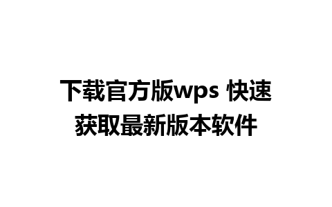 下载官方版wps 快速获取最新版本软件