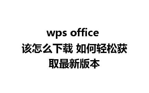 wps office 该怎么下载 如何轻松获取最新版本