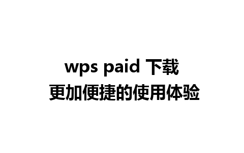 wps paid 下载 更加便捷的使用体验