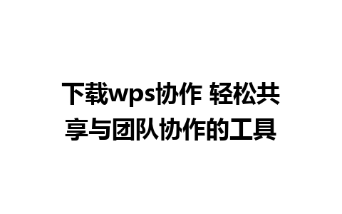 下载wps协作 轻松共享与团队协作的工具