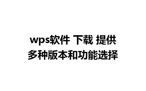 wps软件 下载 提供多种版本和功能选择