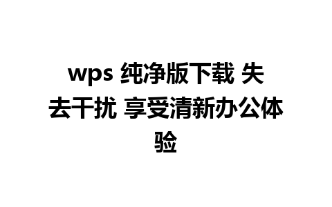 wps 纯净版下载 失去干扰 享受清新办公体验