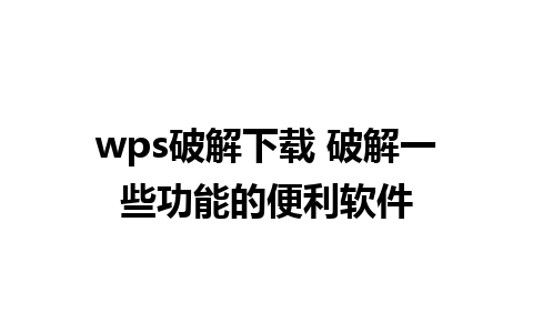 wps破解下载 破解一些功能的便利软件