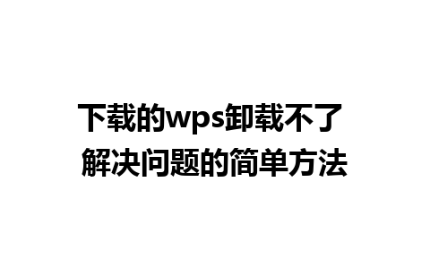 下载的wps卸载不了 解决问题的简单方法