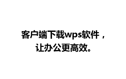 客户端下载wps软件，让办公更高效。