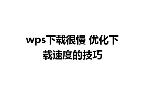 wps下载很慢 优化下载速度的技巧