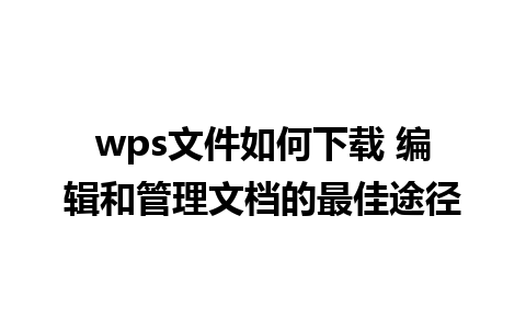 wps文件如何下载 编辑和管理文档的最佳途径